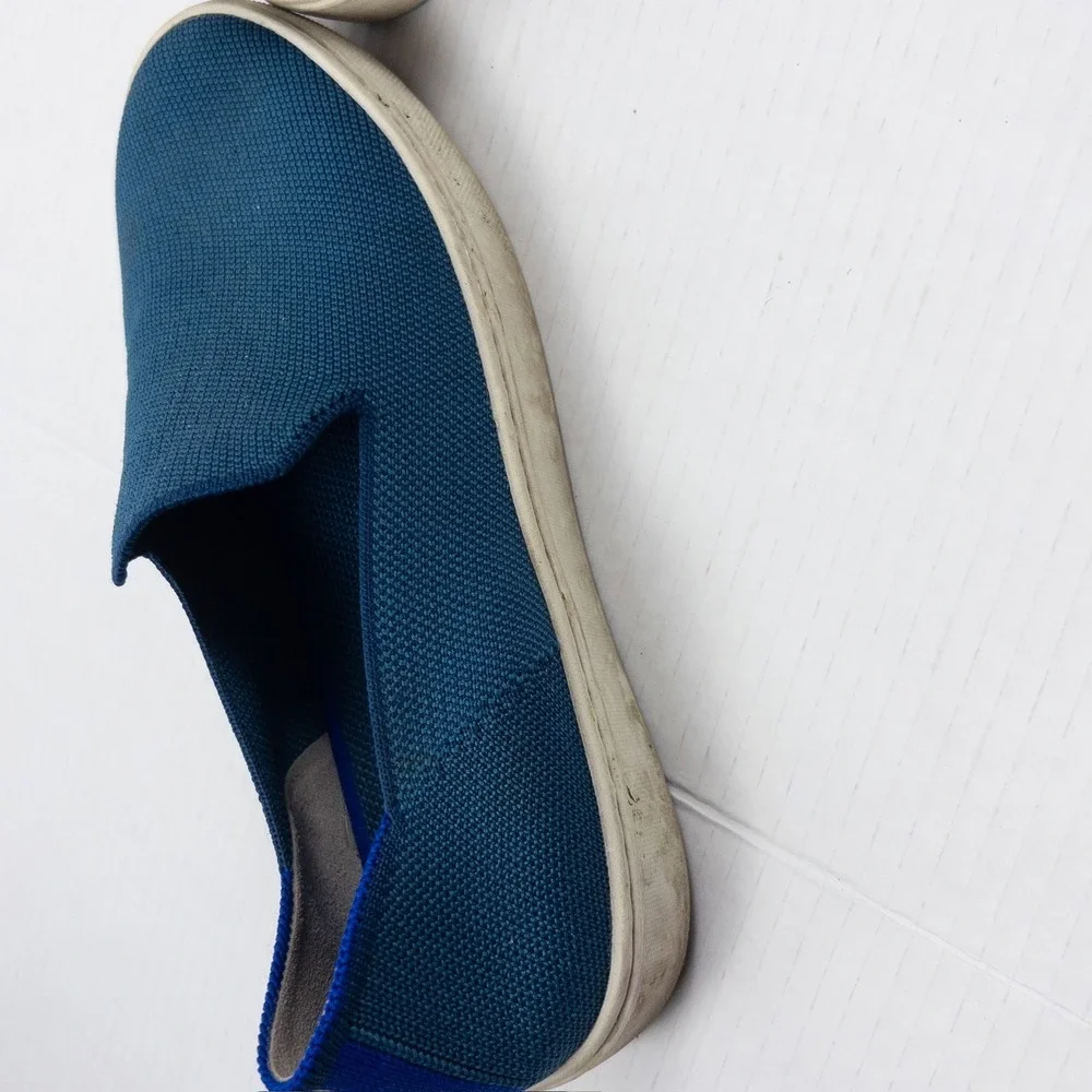 Rothys The Original Slip On Sneaker Womens 8.5 Teal Blue Washable Casual Flat